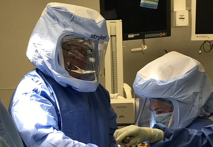 M.D.s wearing Stryker Flyte(TM) Personal Protection Systems M.D.s wearing Stryker Flyte(TM) Personal Protection Systems